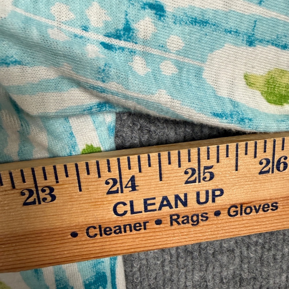 Chico's 4 US XXL Boho Peasant Top Blouse Blue Cotton Abstract Print Lace Up Tie - Picture 8 of 8